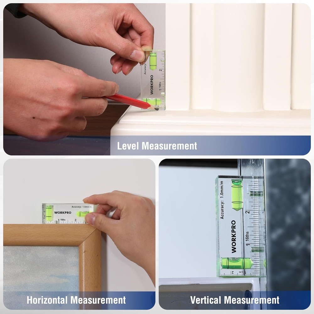 WORKPRO Small Level, 3 Inch Mini Level Tool Magnetic Level w/2 Different Bubbles