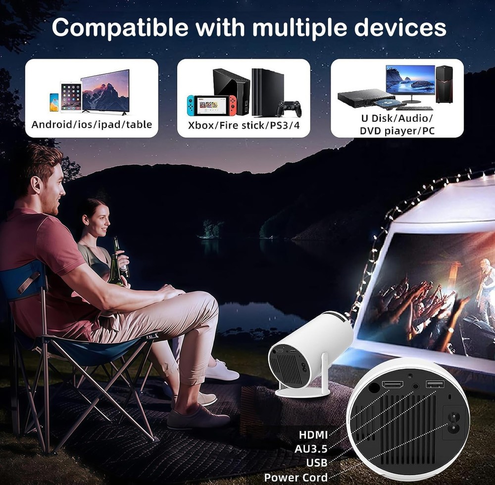 Portable Projector, Mini Projector with WiFi and Bluetooth, Support 4K 1080P ...