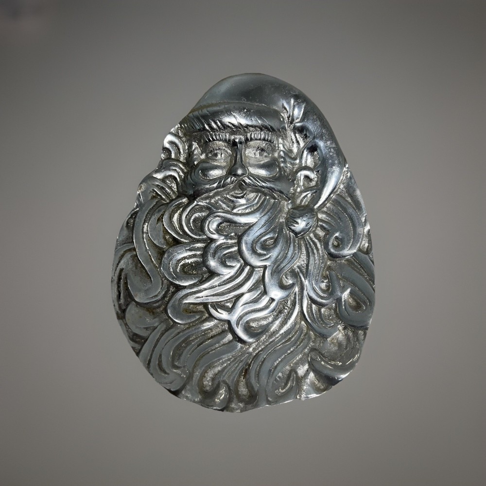 VTG SANTA CLAUS RELISH DISH XMAS SILVER PLATED METAL DETAILED MADE IN MEXICO 7"