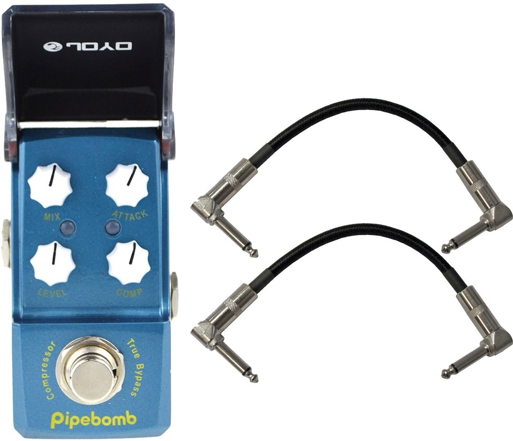Joyo JF-312 Pipebomb Compressor True Bypass Mini Pedal w/ Patch Cables