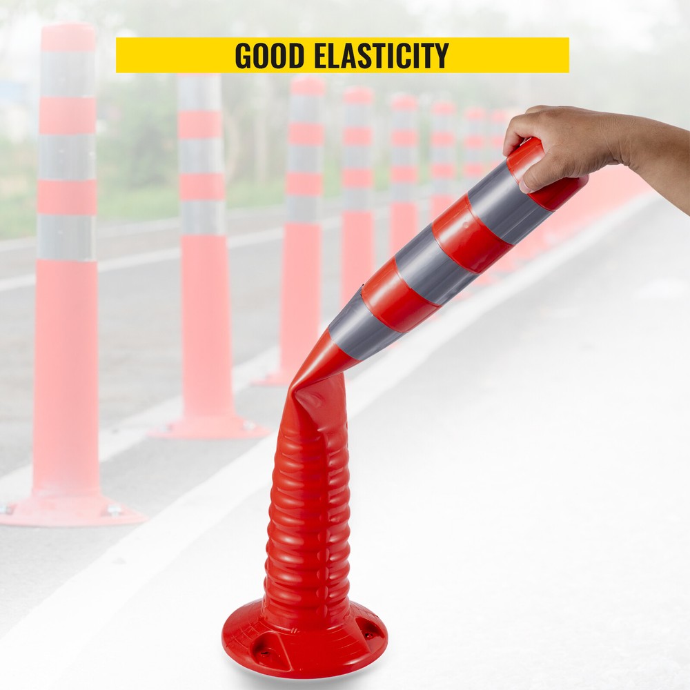 VEVOR Traffic Delineator Posts Flexible Channelizer Cone 30" Spring Post 6PCS