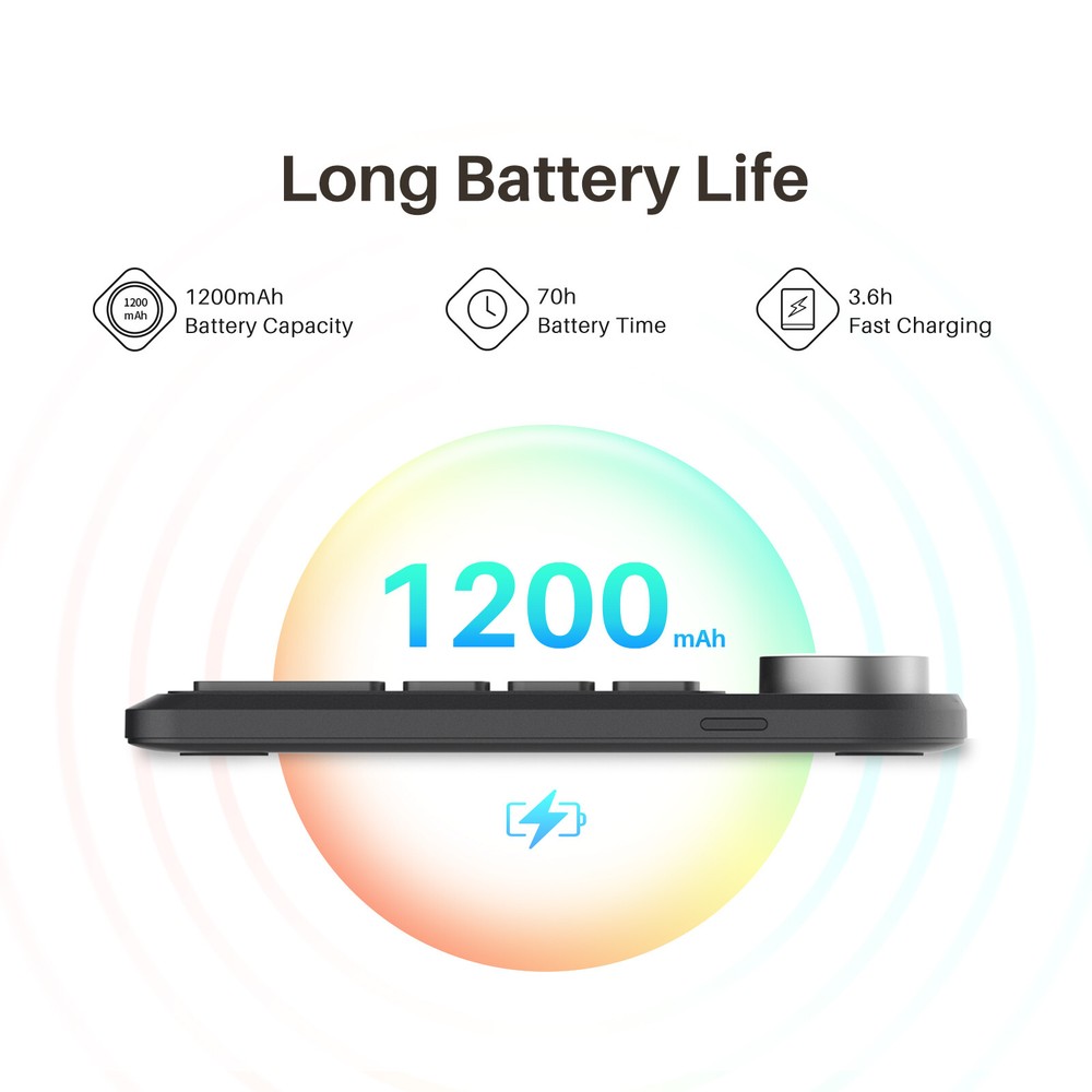 HUION Keydial Mini Bluetooth Programmable Keypad with Dial 5 Keys 18 Customized