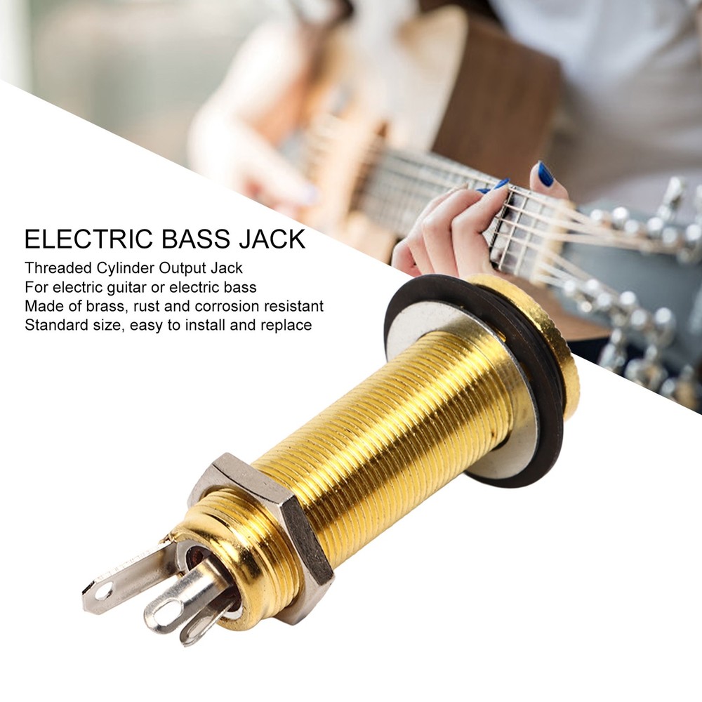 Guitar Threaded Jack Replacement Brass Straight Output Endpin
