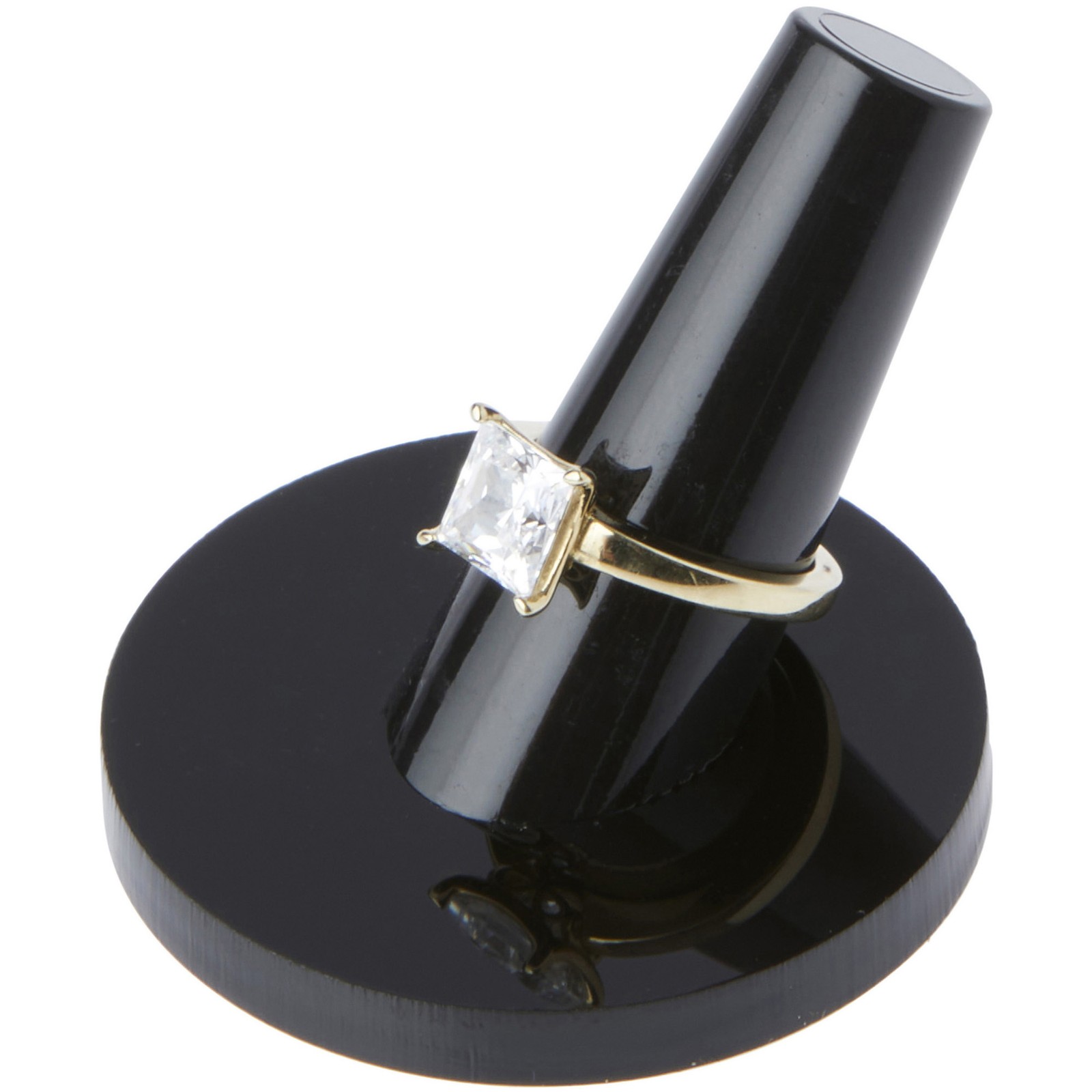 Plymor Black Acrylic Ring Finger Display, Round Base, 2" W x 2" D x 1.75" H