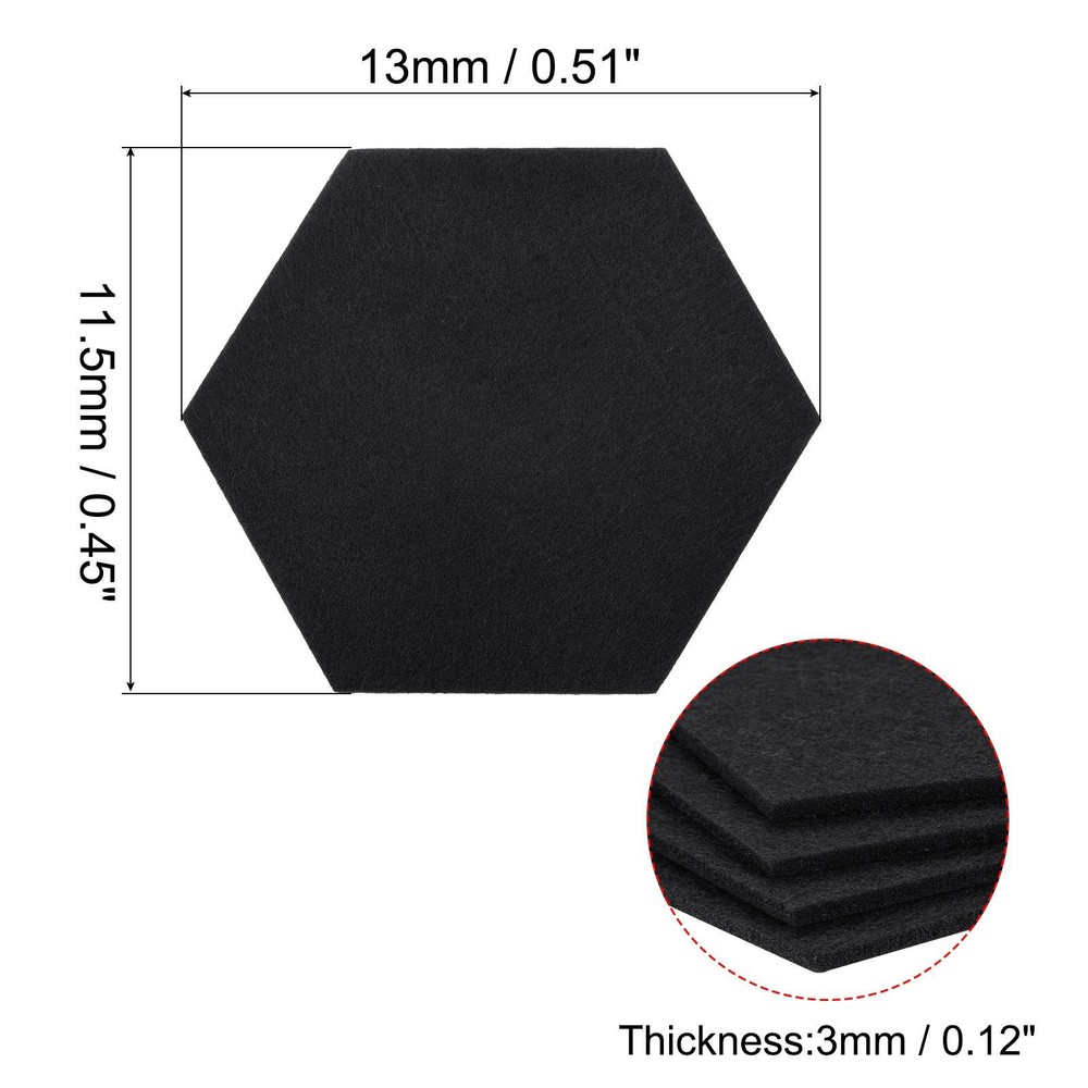 Felt coasters 9pcs hexagonal pads coasters, black