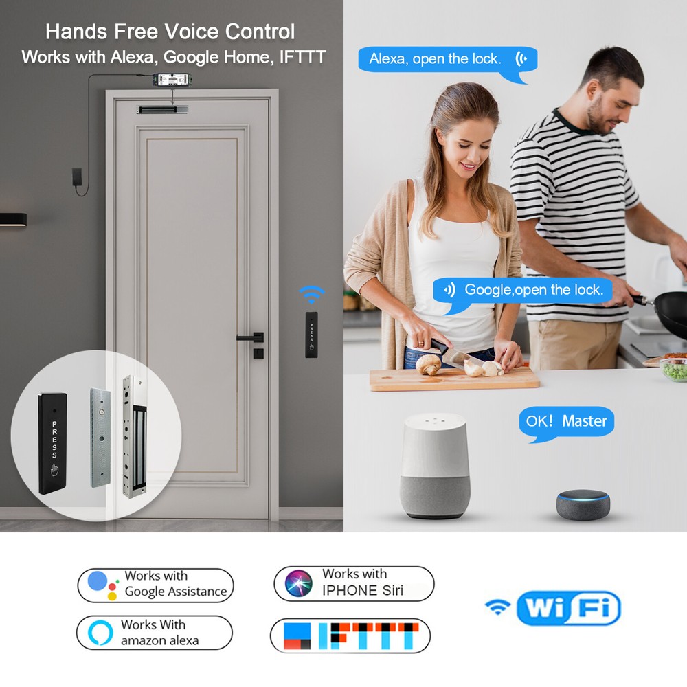 Electic Magnetic Door Lock System Kit with Remote and Smartphone App Control
