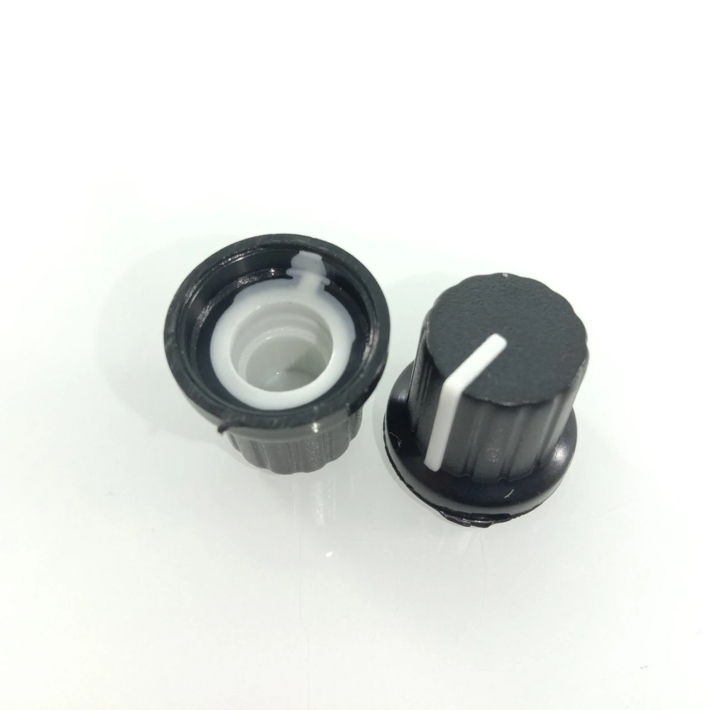 10pcs 6mm Diameter Shaft Hole Plastic Threaded Knurled Potentiometer Knobs Caps