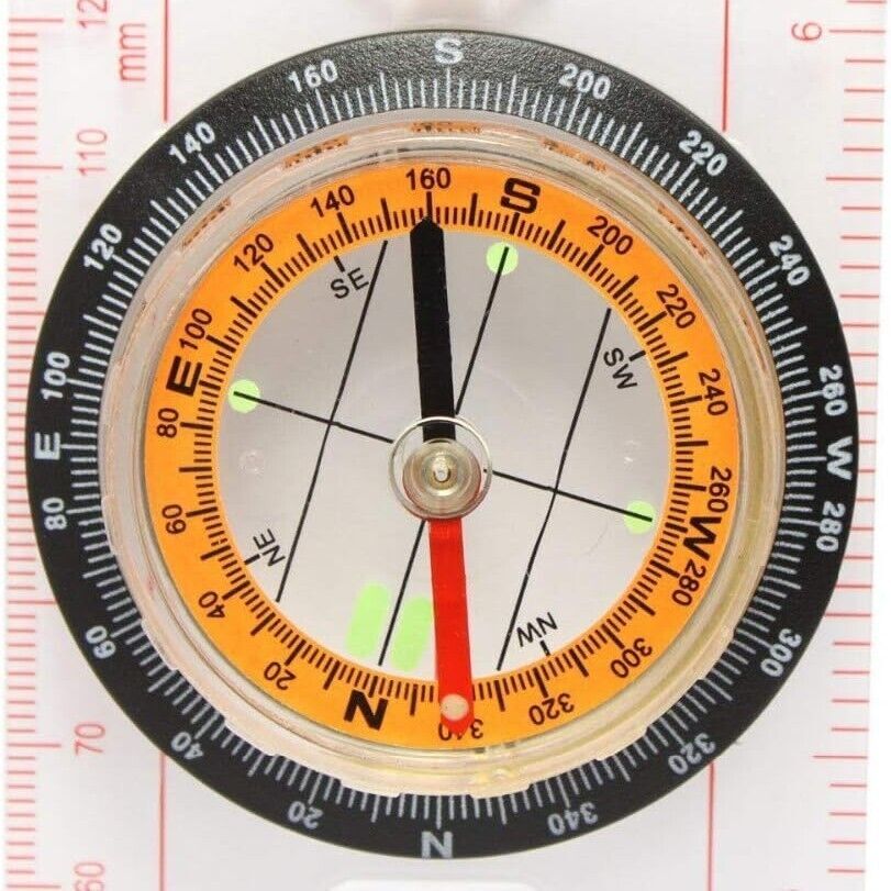 Flat Graduated Compass with Magnifying Glass, Map Reading Navigation,...