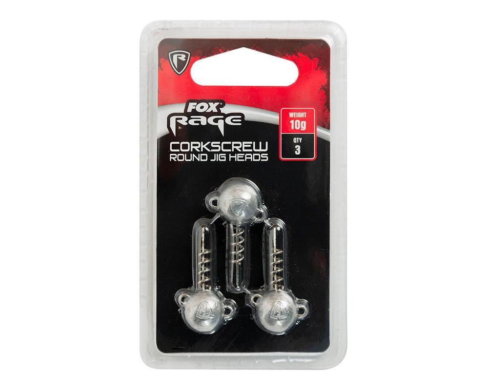 Fox Rage Corkscrew Round Jig Heads 10g x 3pc
