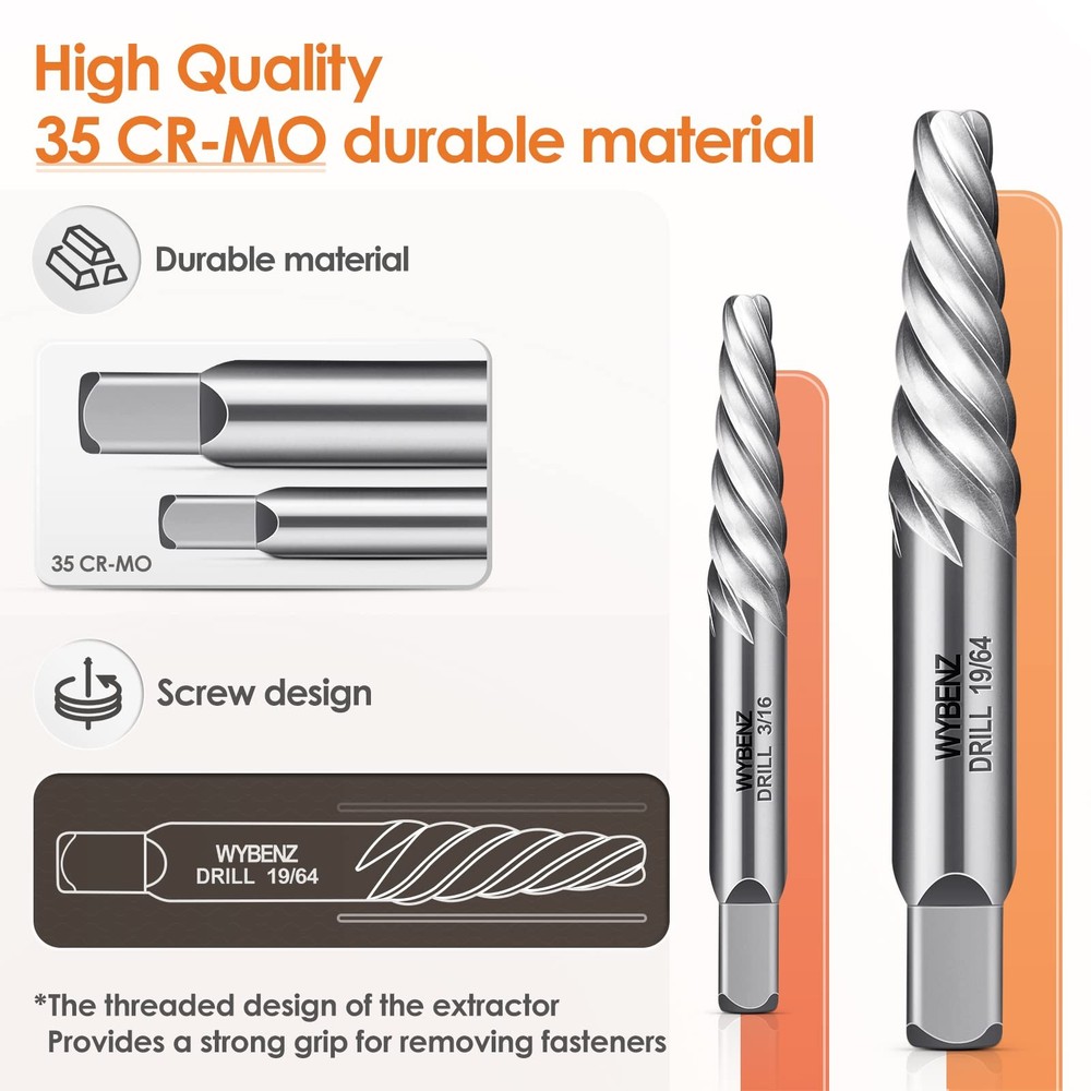 5Pcs Screw Extractor Set Spiral 5PCS Set, ‎screw