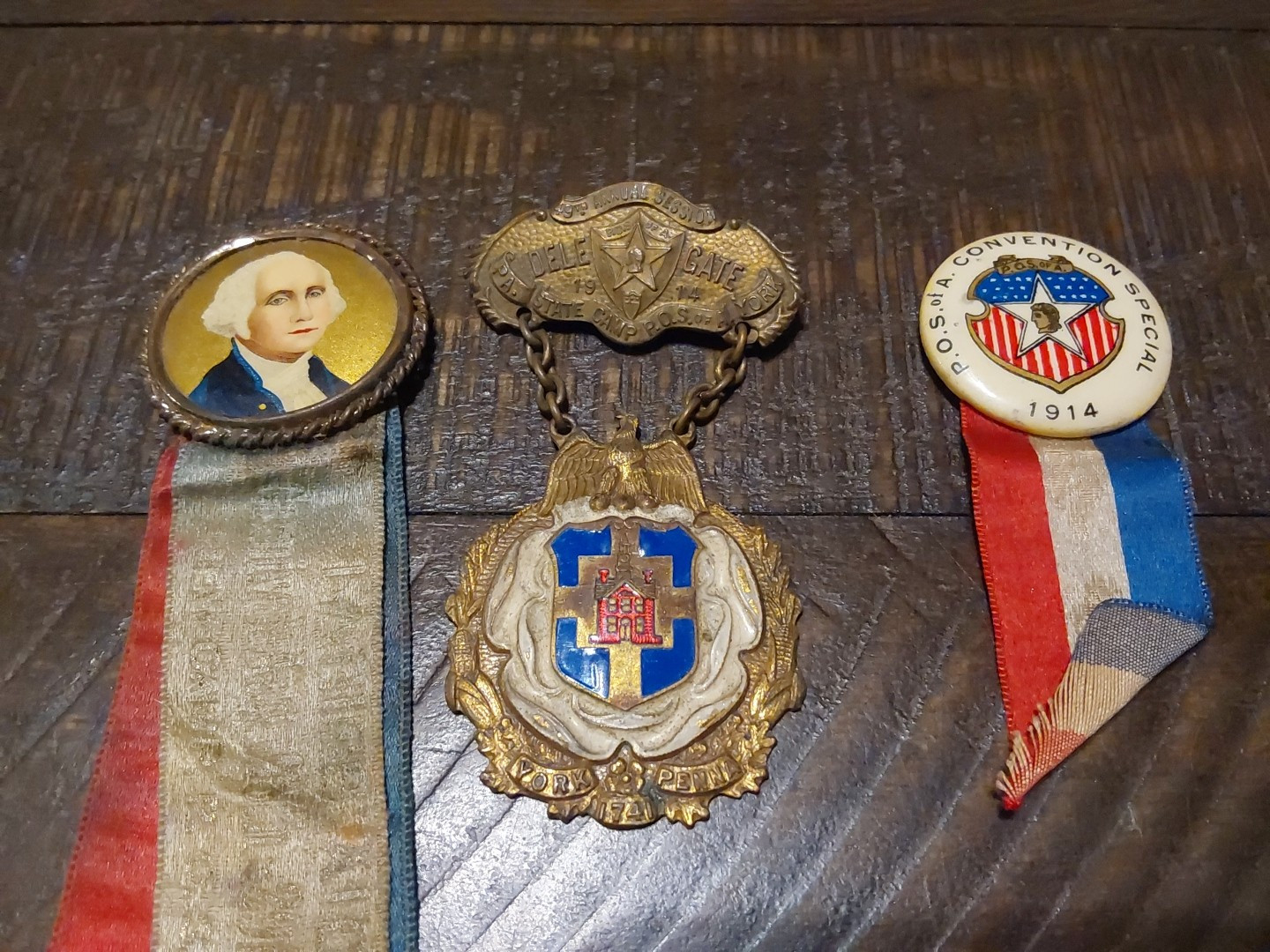 Patriotic Order Sons of America 1914 George Washington Pins