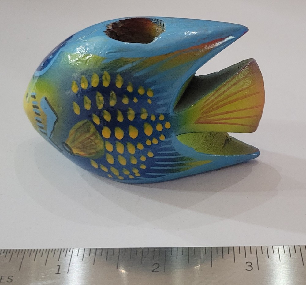 Vintage Wood Macrame Fish Bead