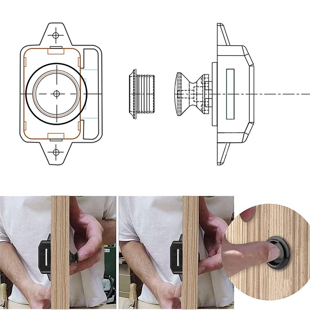 Push Button Catch Lock Latch Knob Drawer Cupboard Cabinet Camper Caravan