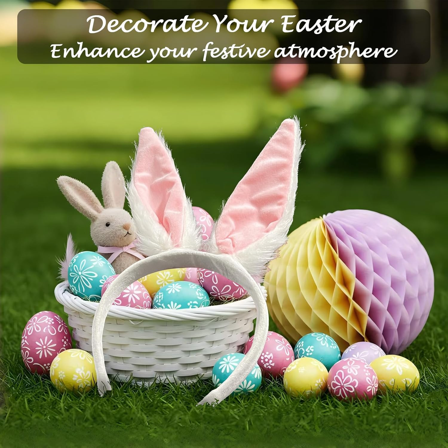 Bunny Ears Headband Plush White Rabbit Ears Easter Halloween Party Cosplay Gift