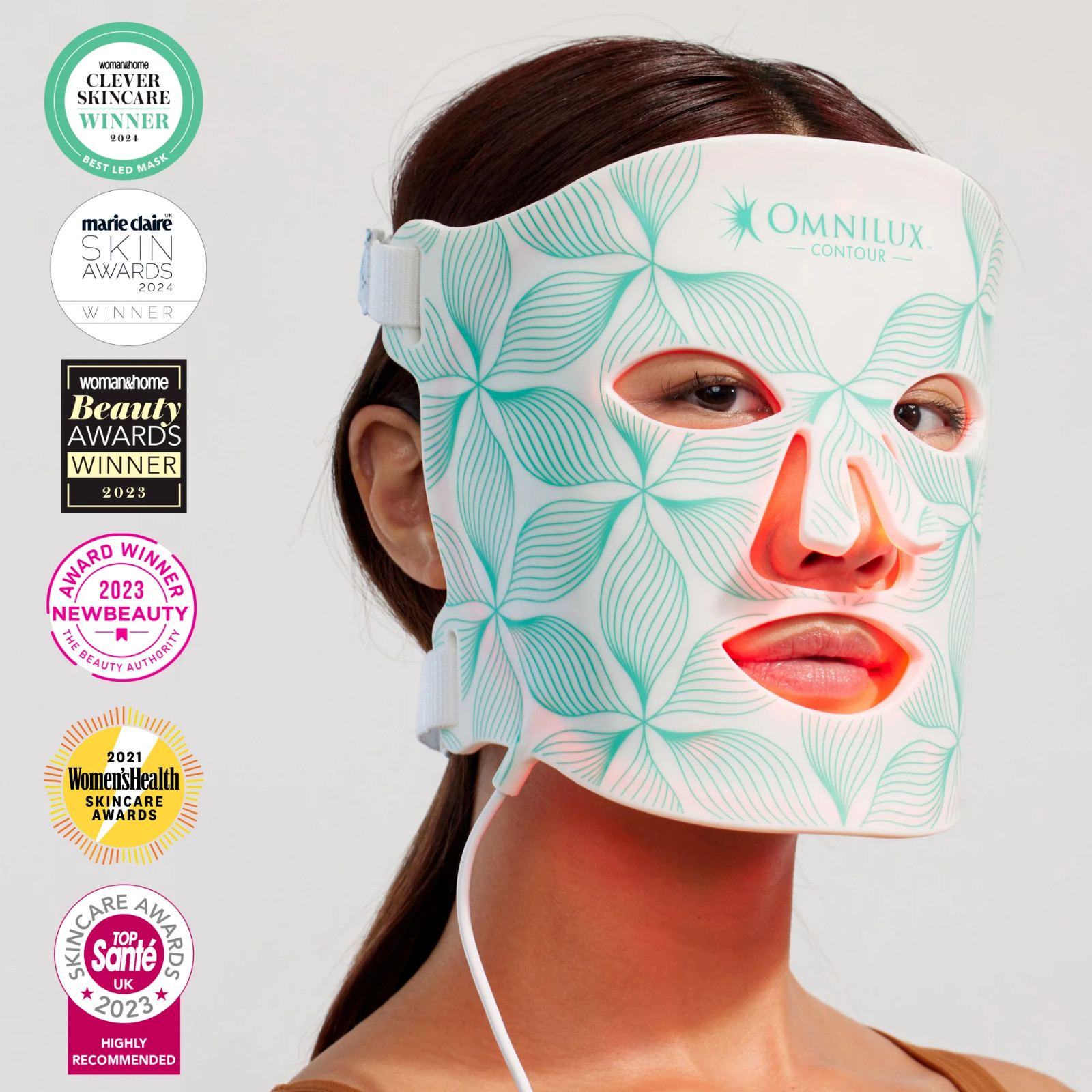 NEW Omnilux Contour Face LED Red Light Therapy Mask Reduce Lines Wrinkles Womens
