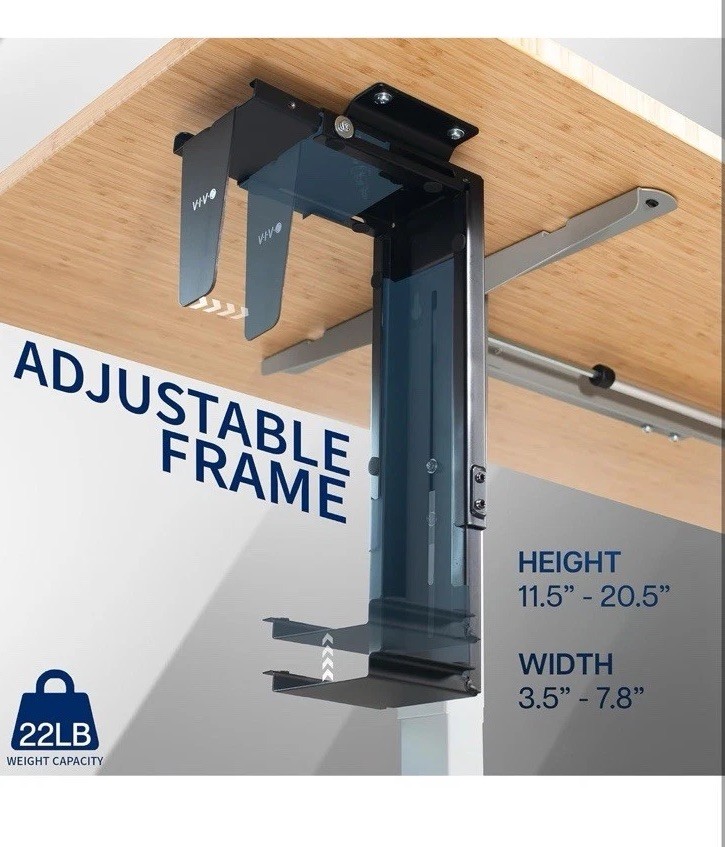 Adjustable Under Desk and Wall PC Mount, Computer Case CPU Holder MOUNT-PC01