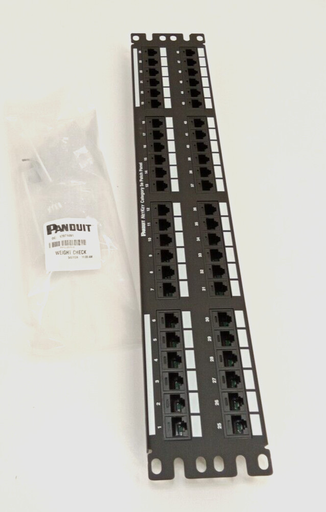 Panduit NK5EPPG48Y NetKey PunchDown Patch Panel Category 5E Flat 48-Port 2 RU