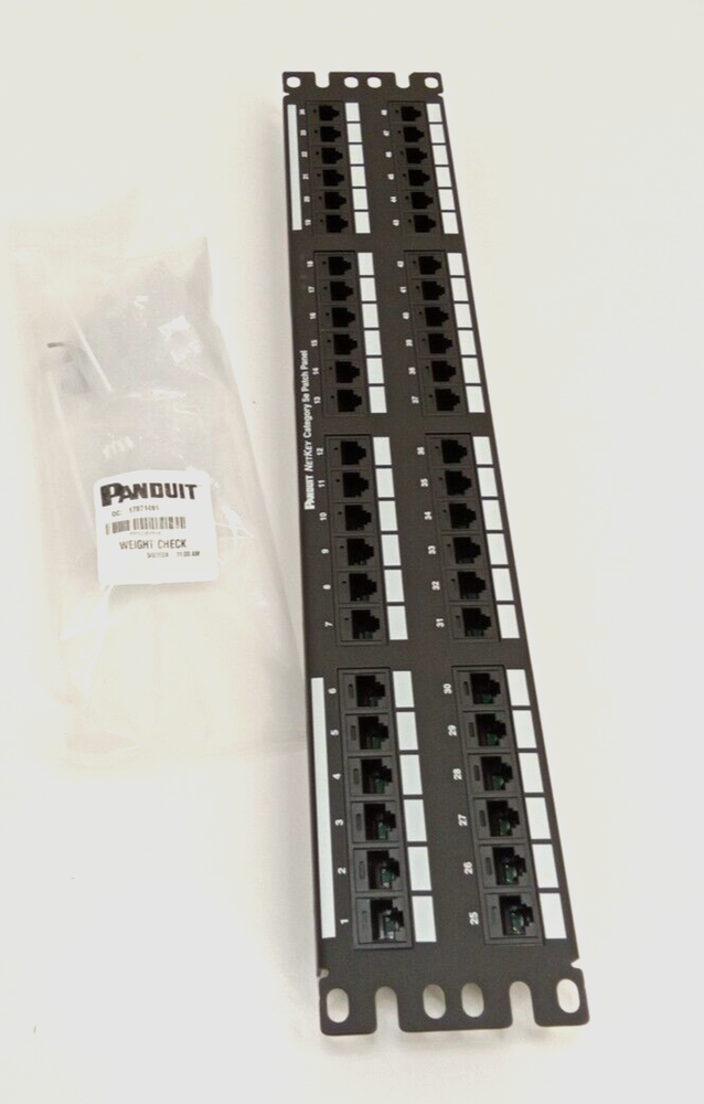 Panduit NK5EPPG48Y NetKey PunchDown Patch Panel Category 5E Flat 48-Port 2 RU