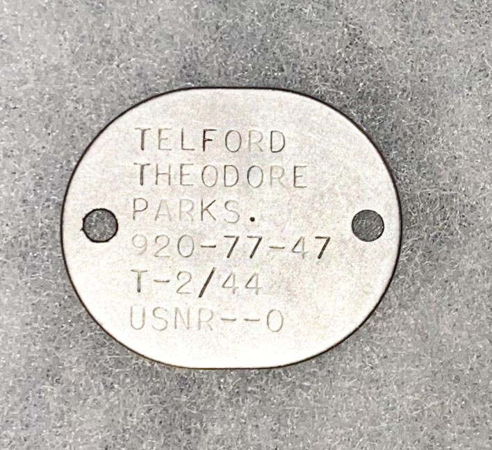 WWII USNR Telford Parks T-44 Single Dog Tag