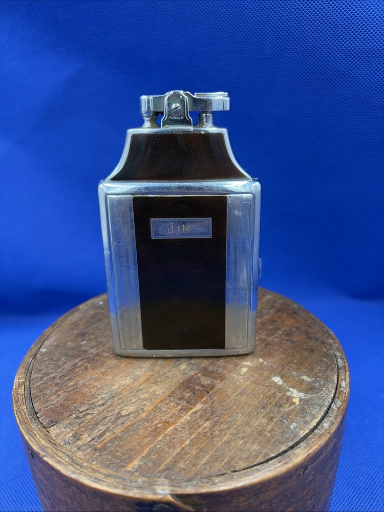 Vtg Ronson Mastercase Art Deco Cigarette Case Lighter Brown & Silver Untested