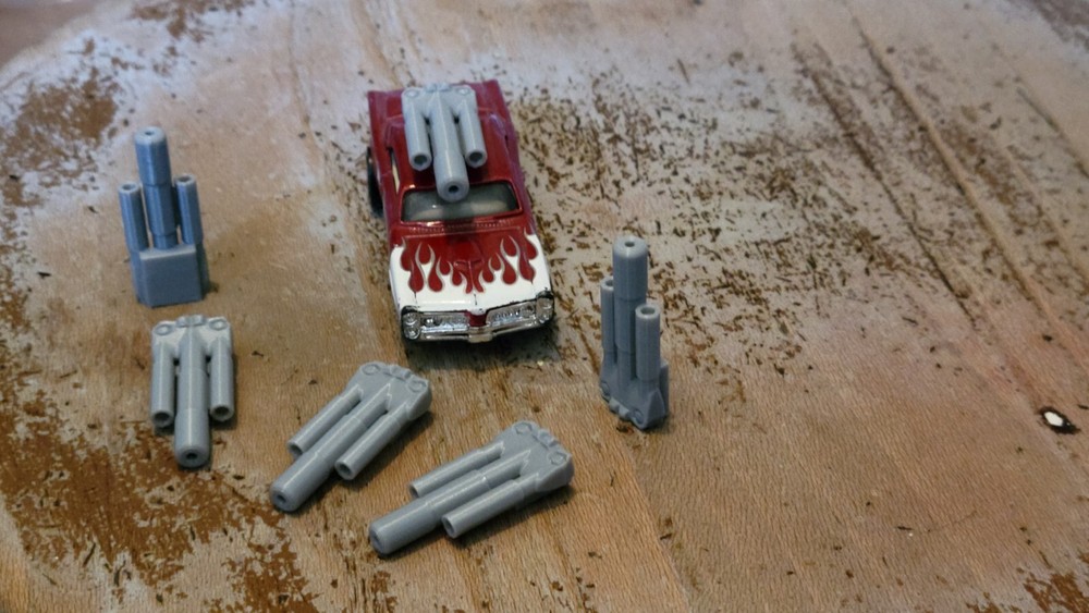 Frantic Impending Doom Cannons 6 items. Silver 3d printed. 1/64 scale.