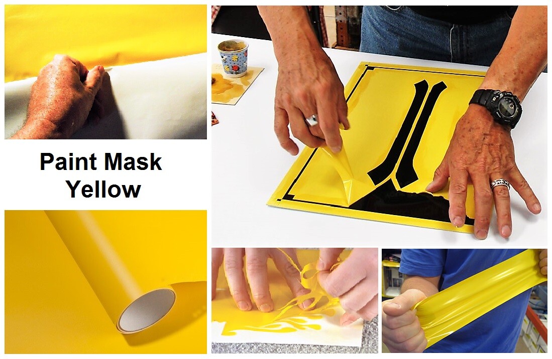 3.4 mil Paint Spray Mask Stencil Vehicle Auto Vinyl Self-Adhesive Yellow & White