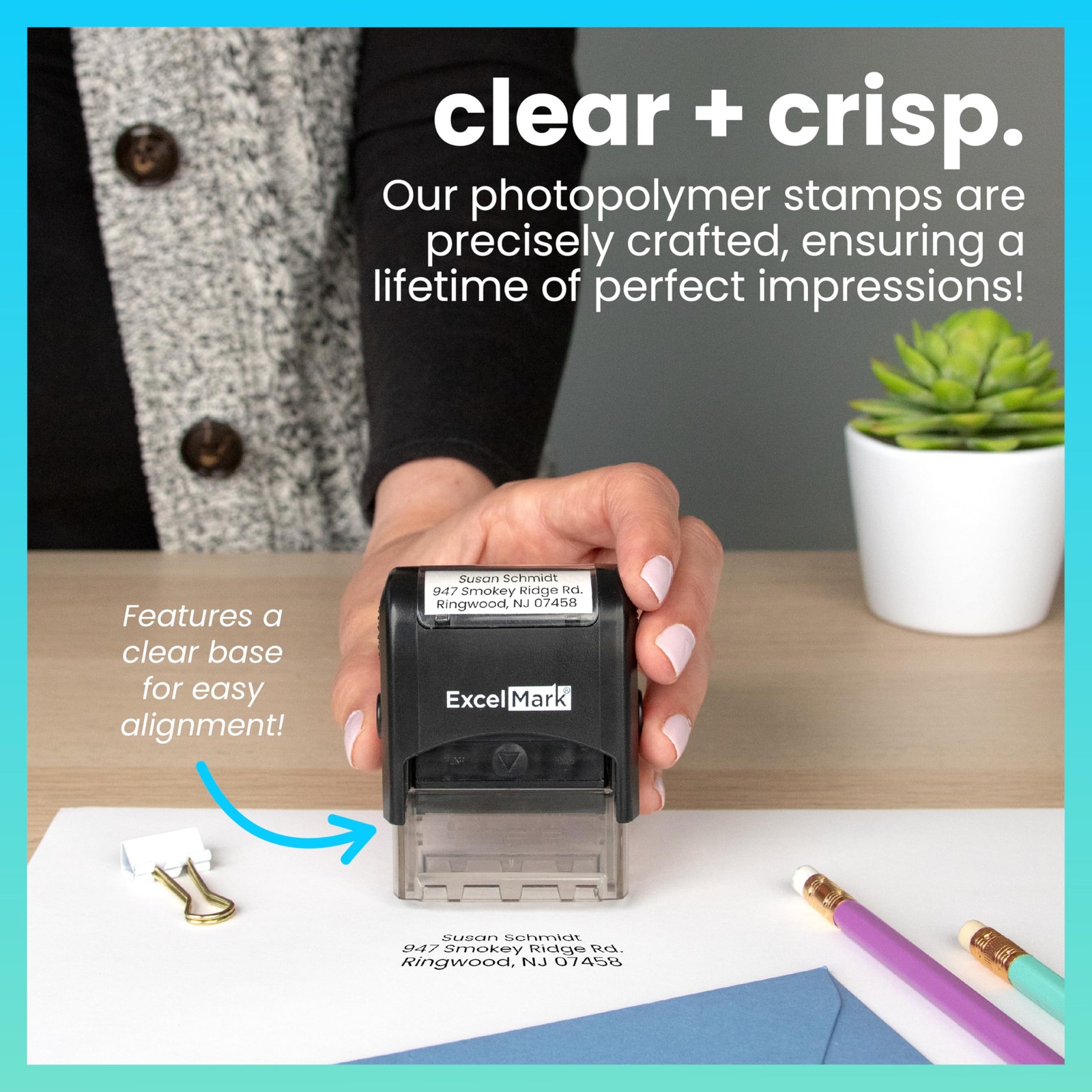 Custom Stamp – Clear & Crisp Impressions – Personalized Self-Inking Rubber St...