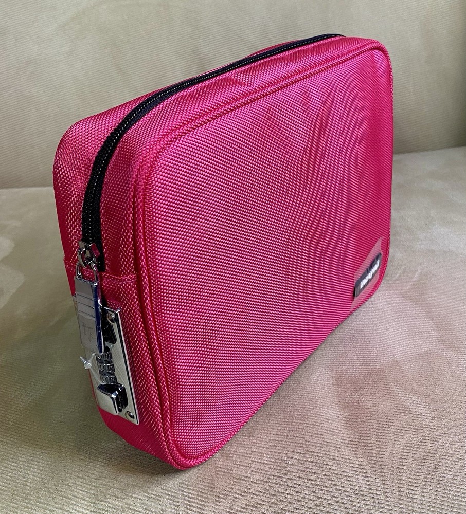 Locking Privacy Pouch LARGE PINK Combo Latch, Secure Tether, BAG SAFE 10.2x7.8x2