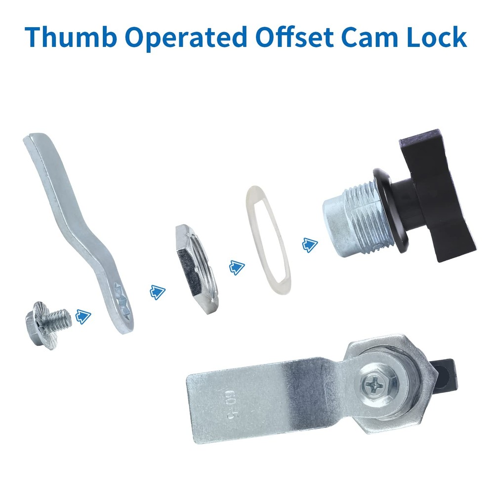 2Pcs Thumb Operated Offset Cam Locks, Black Handle Non-Locking Compartment Lo...