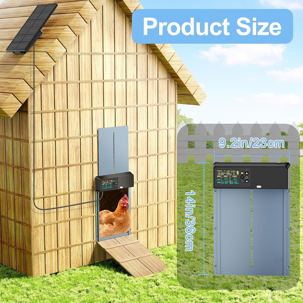 Automatic Chicken Coop Door Solar Powered with Programmable Remote, 4 Modes ....