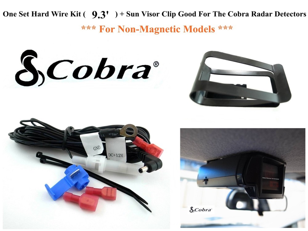 Sun Visor Mount+Direct Hard Wire (Extra Long) Good For Most Cobra Radar Detector