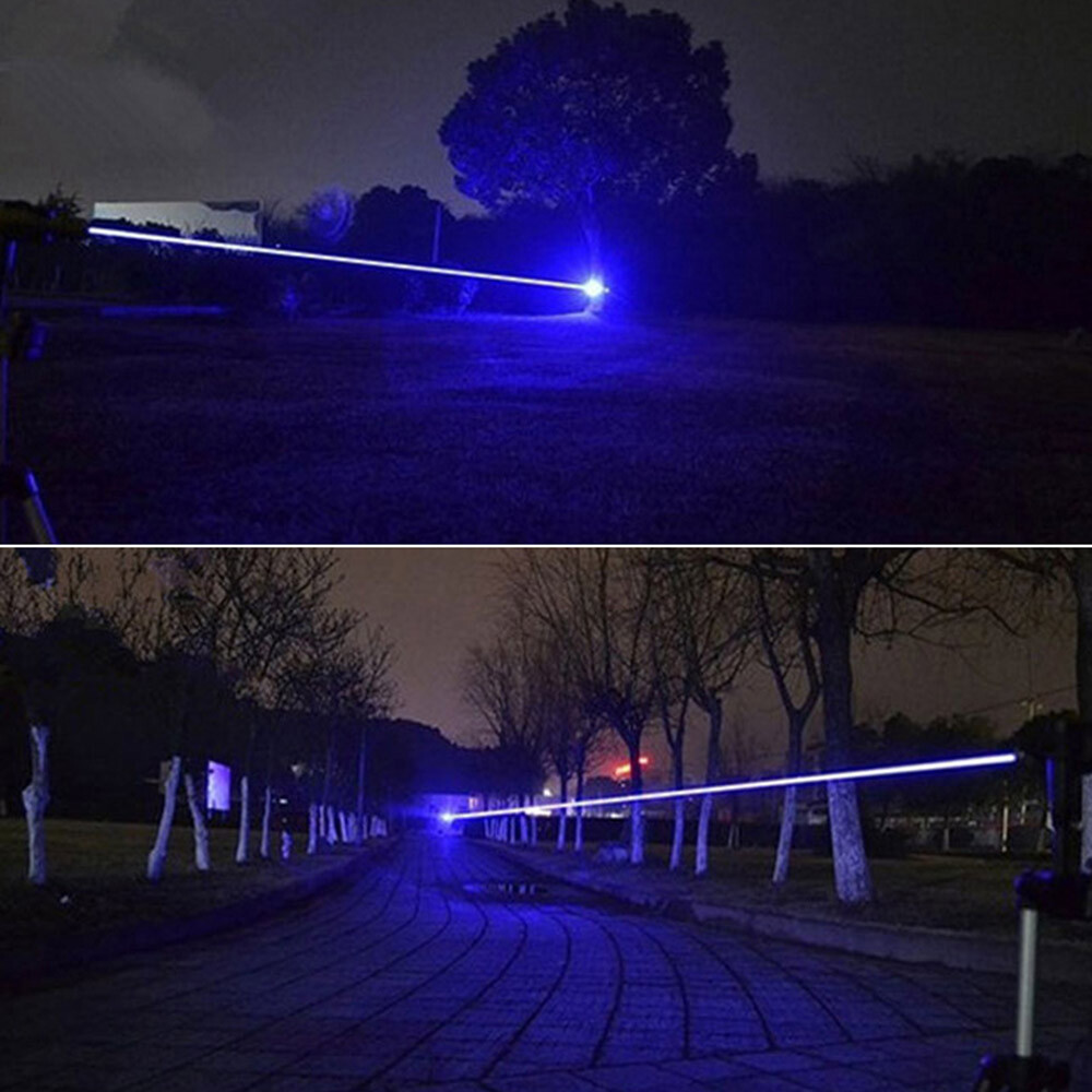 Adjustable Focus Blue Laser Pointer Visible Beam With Batteries & Charger