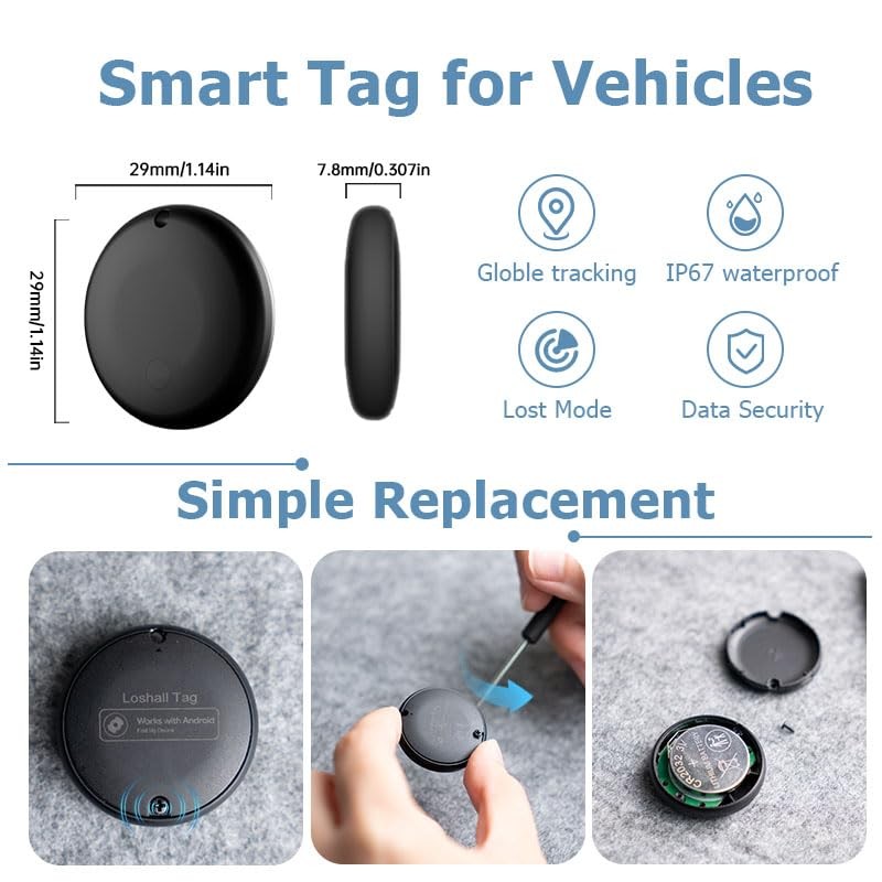 Undetectable GPS Tracker for Vehicles Work with Built-in APP small, black