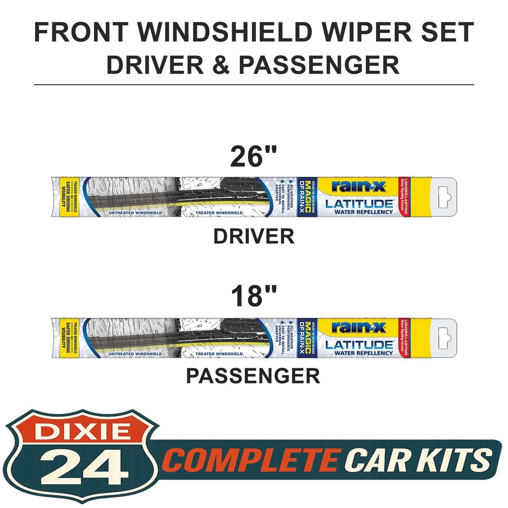 Rain-X Latitude Front Wiper Blade Set – Driver 26" Passenger 18" – 2pc