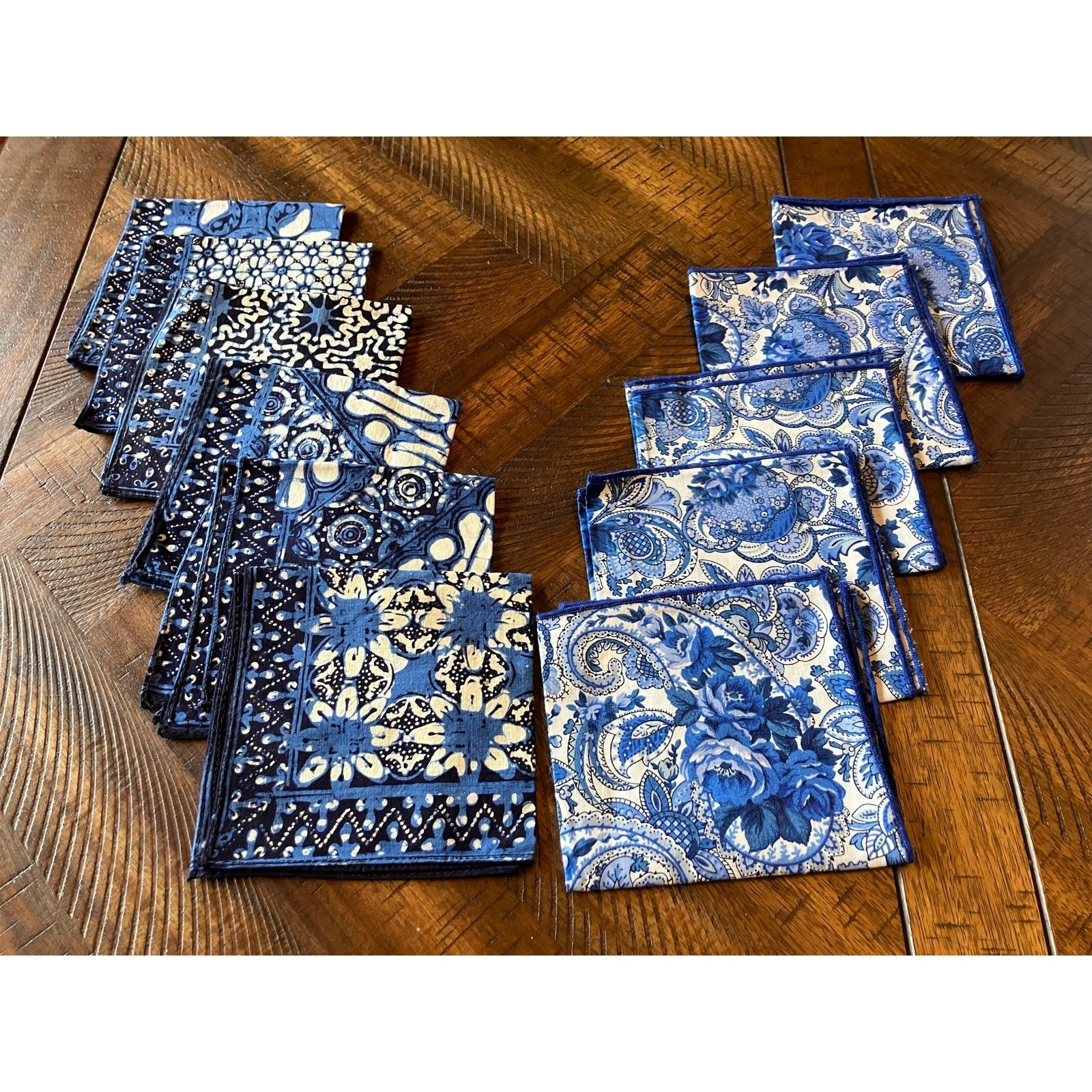 Napkin Set of 10 Blue Handmade Floral Paisley Boho