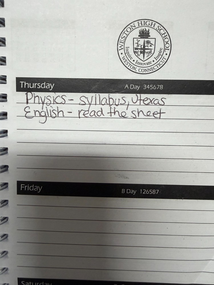Weston Highschool student planner 2016-2017