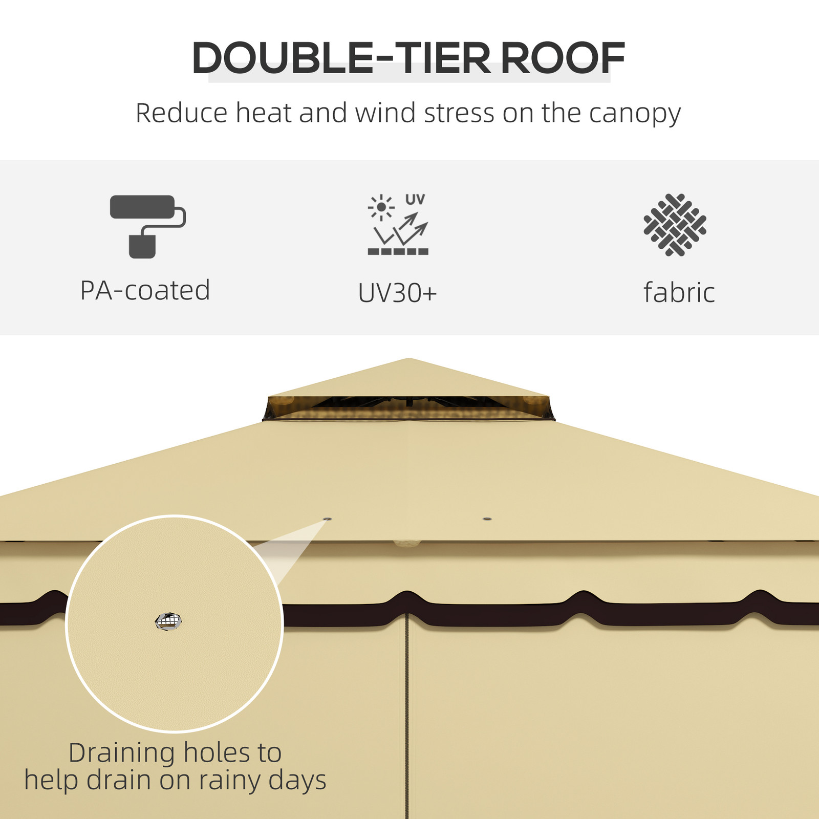 Outsunny 10' x 12' Double Roof Outdoor Gazebo with Netting & Curtains