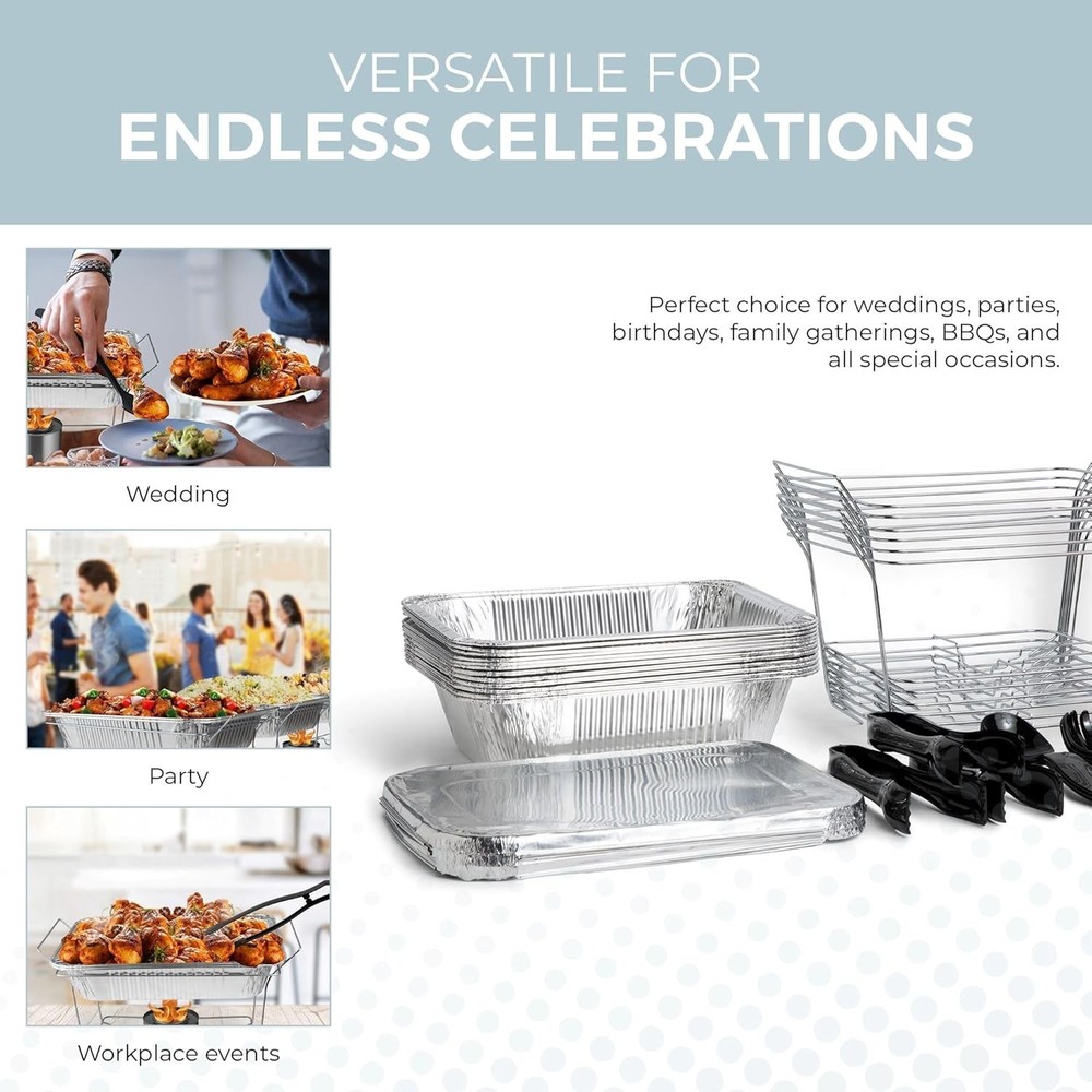 Impress Guests with 6-Pack Disposable Buffet Warmers - Easy Setup & Cleanup