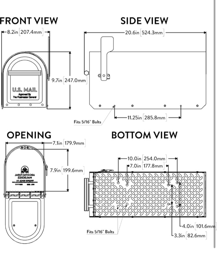 MAILBOX 5560B-R-10 Architectural Mailboxes Sequoia Post Mount Mailbox, Large, BL