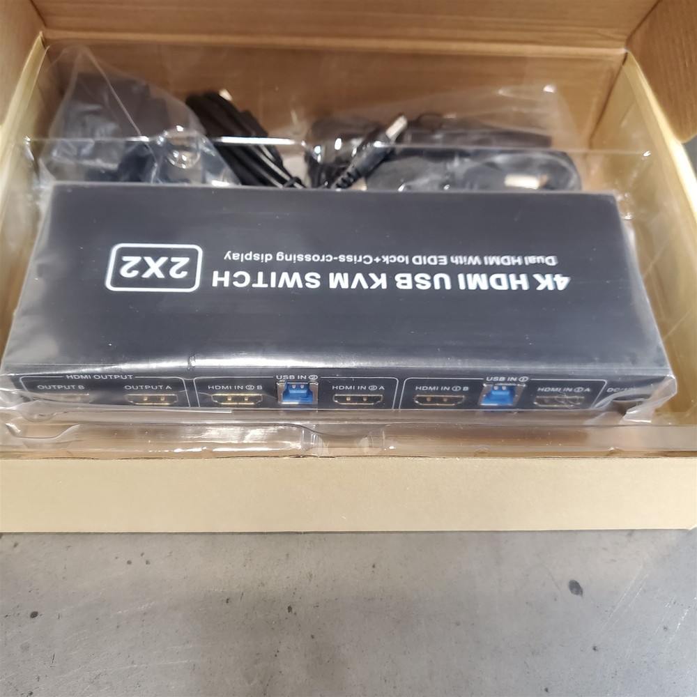 4K HDMI USB KVM Switch 2x2 Audio Video Processor w/Remote