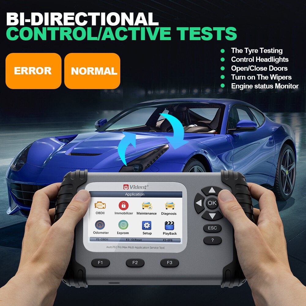 Vident 702Pro MAX OBD2 Scanner Bidirectiona Diagnostic Tool IMMO/Key Programming