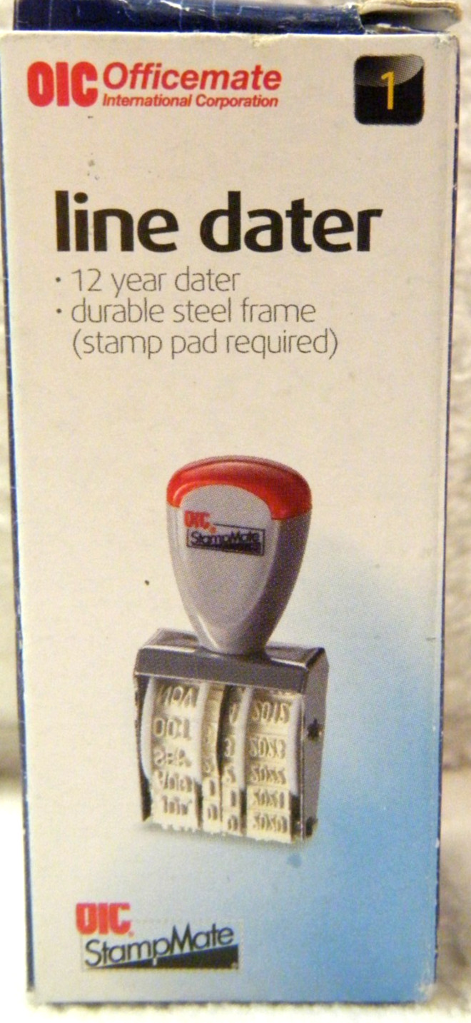 Officemate 12 Year Line Dater Stamp -THRU 2028- stock # 79004  NEW IN BOX
