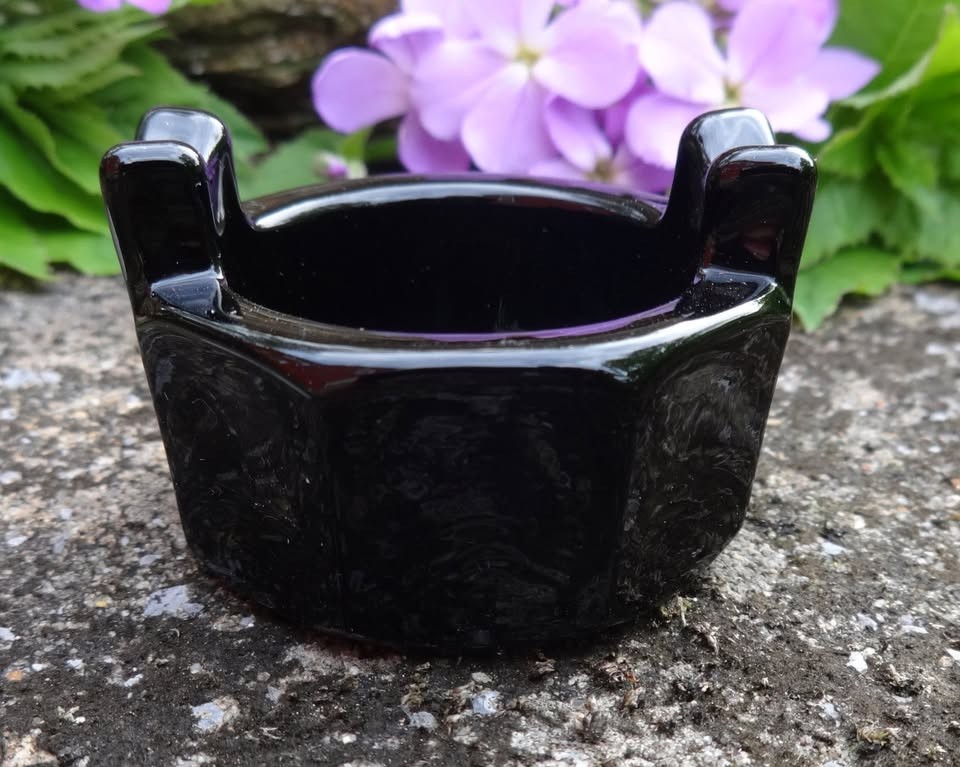 Glossy, Black Amethyst Glass TUB Open Salt Dip, Cellar, Dish!