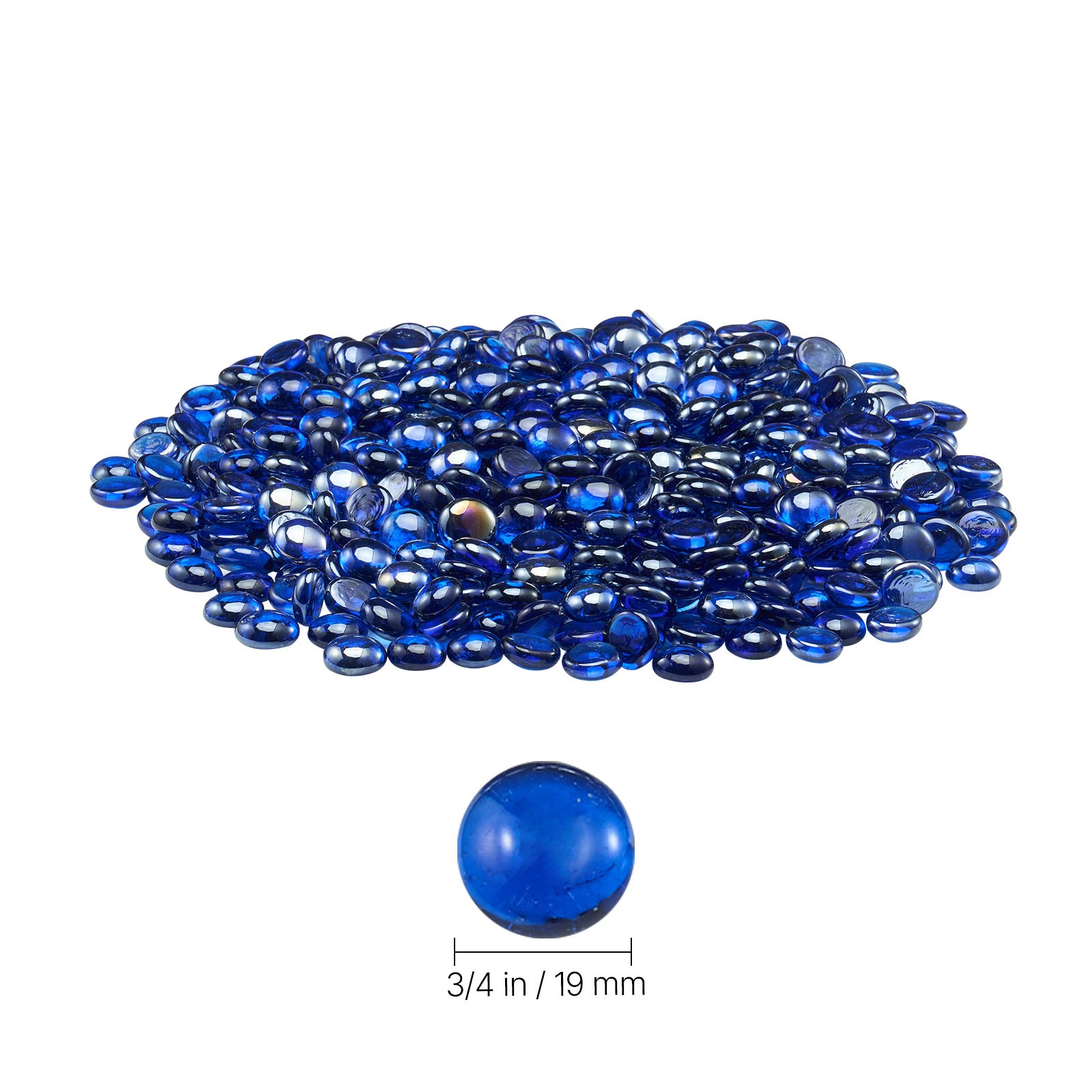 Uimoso 10 lbs 3/4-Inch Round Cobalt Blue Fire Pit Glass Rocks