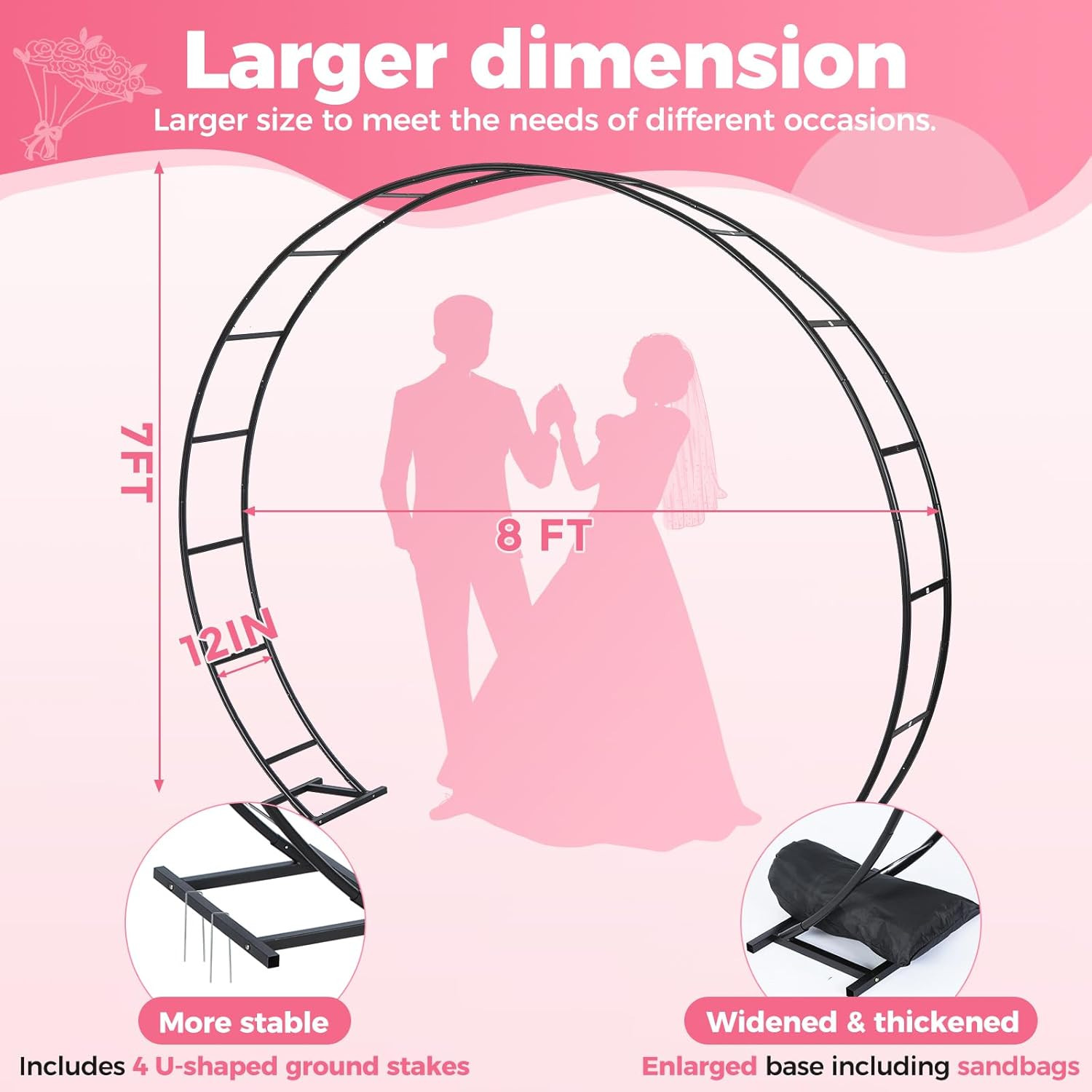 Large Metal Garden Arch Trellis,Wedding Arch. 8*7Ft. 19Mm Heavy-Duty Pipe, Arch