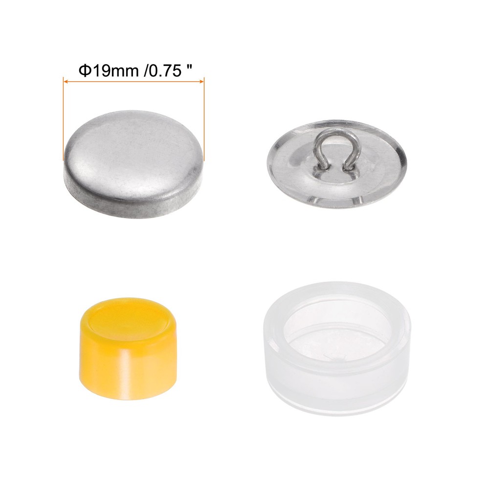 15 Sets Self Cover Button Kit 19mm Aluminum Button with Tools
