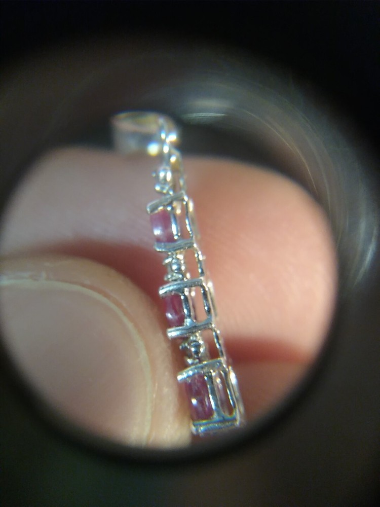 0.8 Grams STS Diamond & Ruby Sterling Silver 925 Charm Pendant