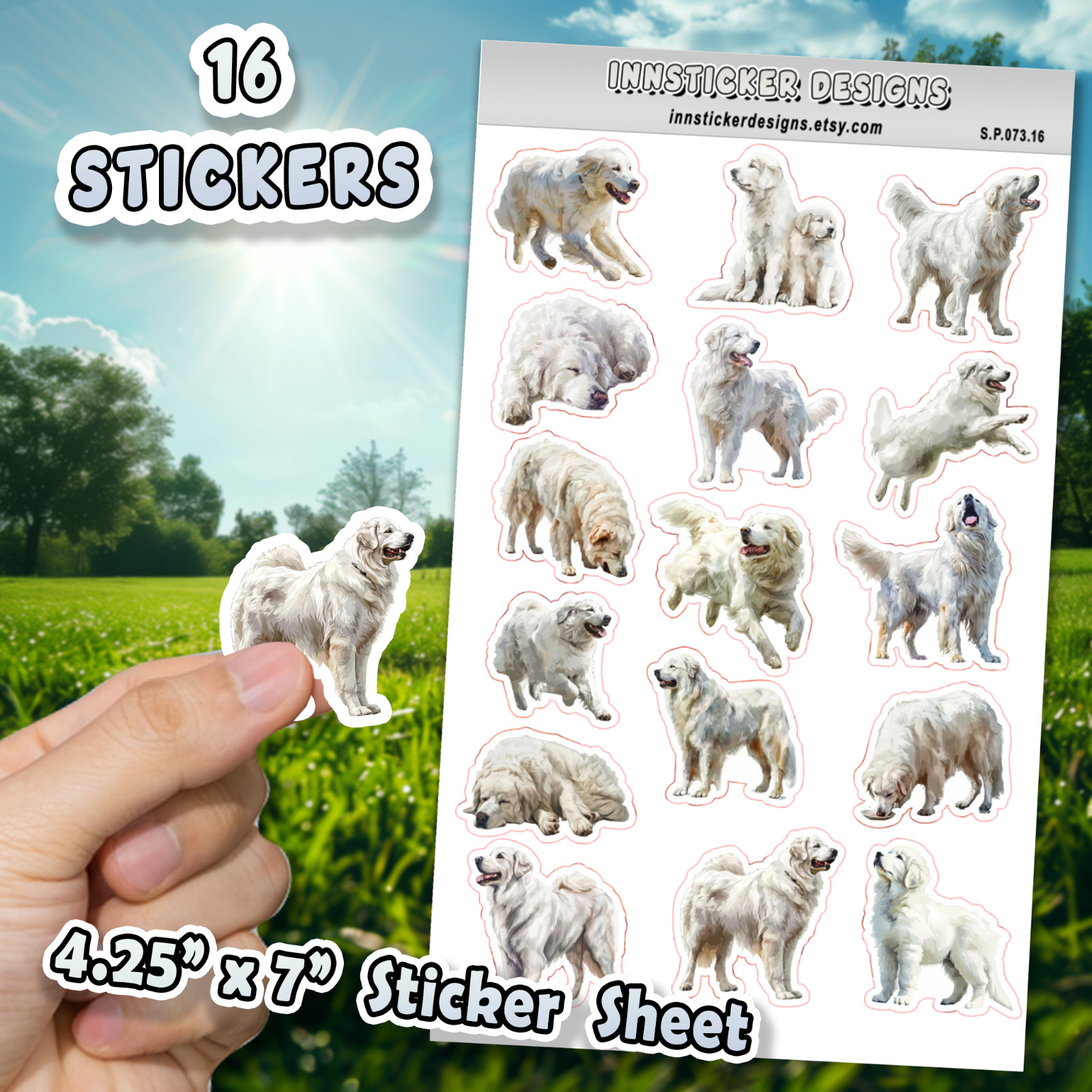 Great Pyrenees Dog Stickers for Journals, Scrapbooks, Planners, Glossy, Matte