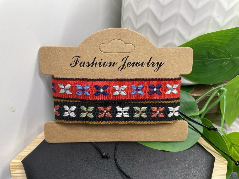 2 PC Ribbon Bracelet  Stackable Adjustable Tie Free Ship B5238