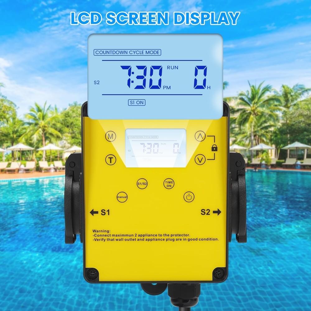 Ortis Above Ground Smart Pool Timer with Countdown Mode & 24H Auto Cycle Mode...